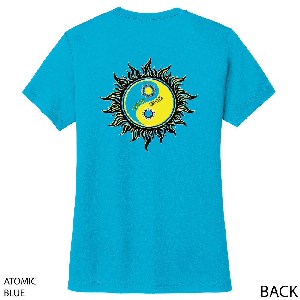 Beach Squad shirt ladies performance short sleeve yin yang sun blue back